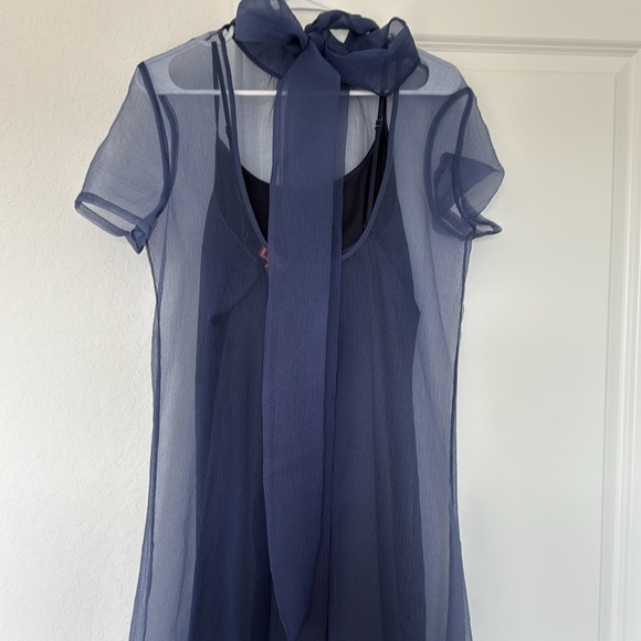STAUD Blue Sheer Calluna Maxi Dress - Picture 4 of 6